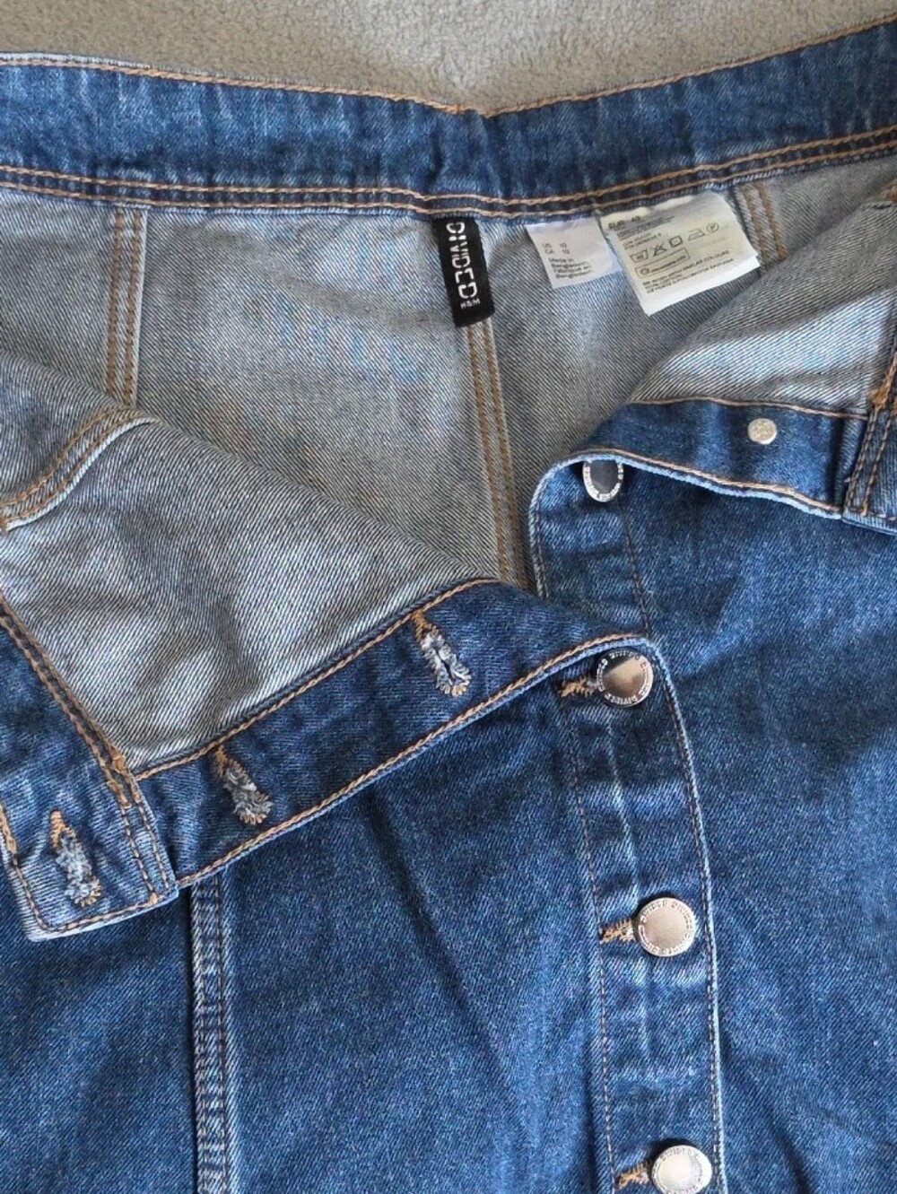 Divided Blue Button-Front Denim Mini Skirt